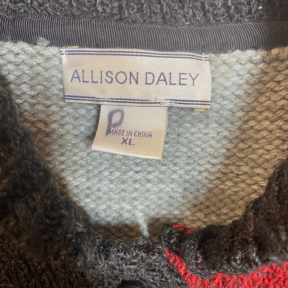 Allison Daley‎ Patchwork Cardigan XL Red Black Gray Acrylic Wool Blend - Picture 4 of 12